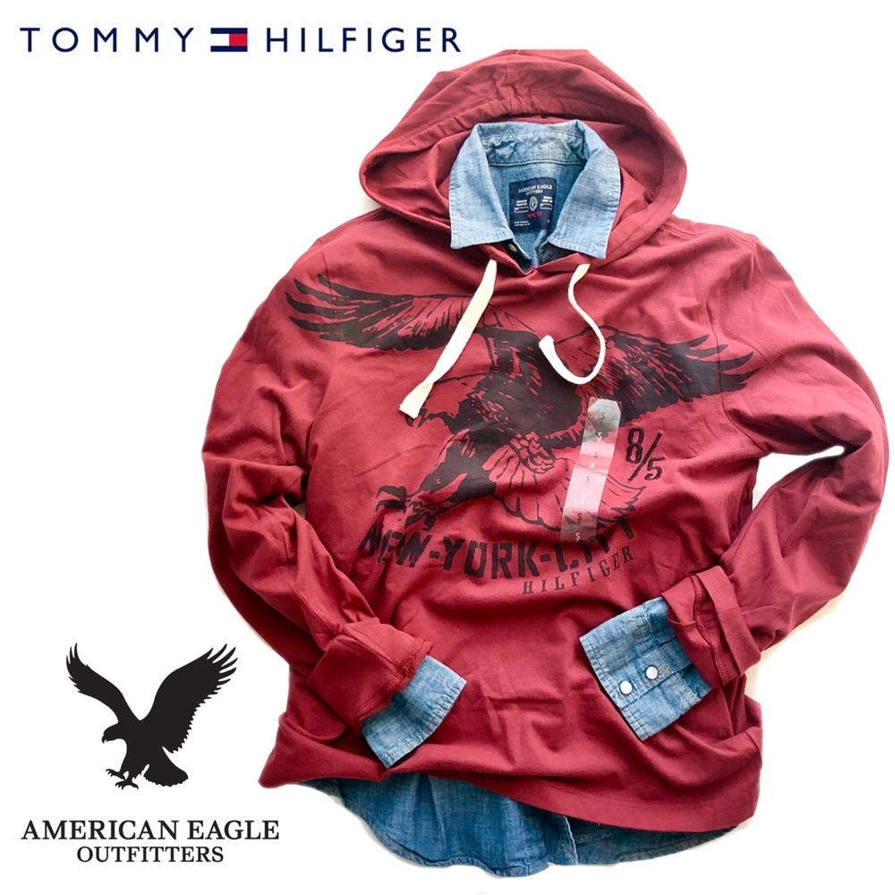 Men's sz small layering shirts; Hilfiger + AEO